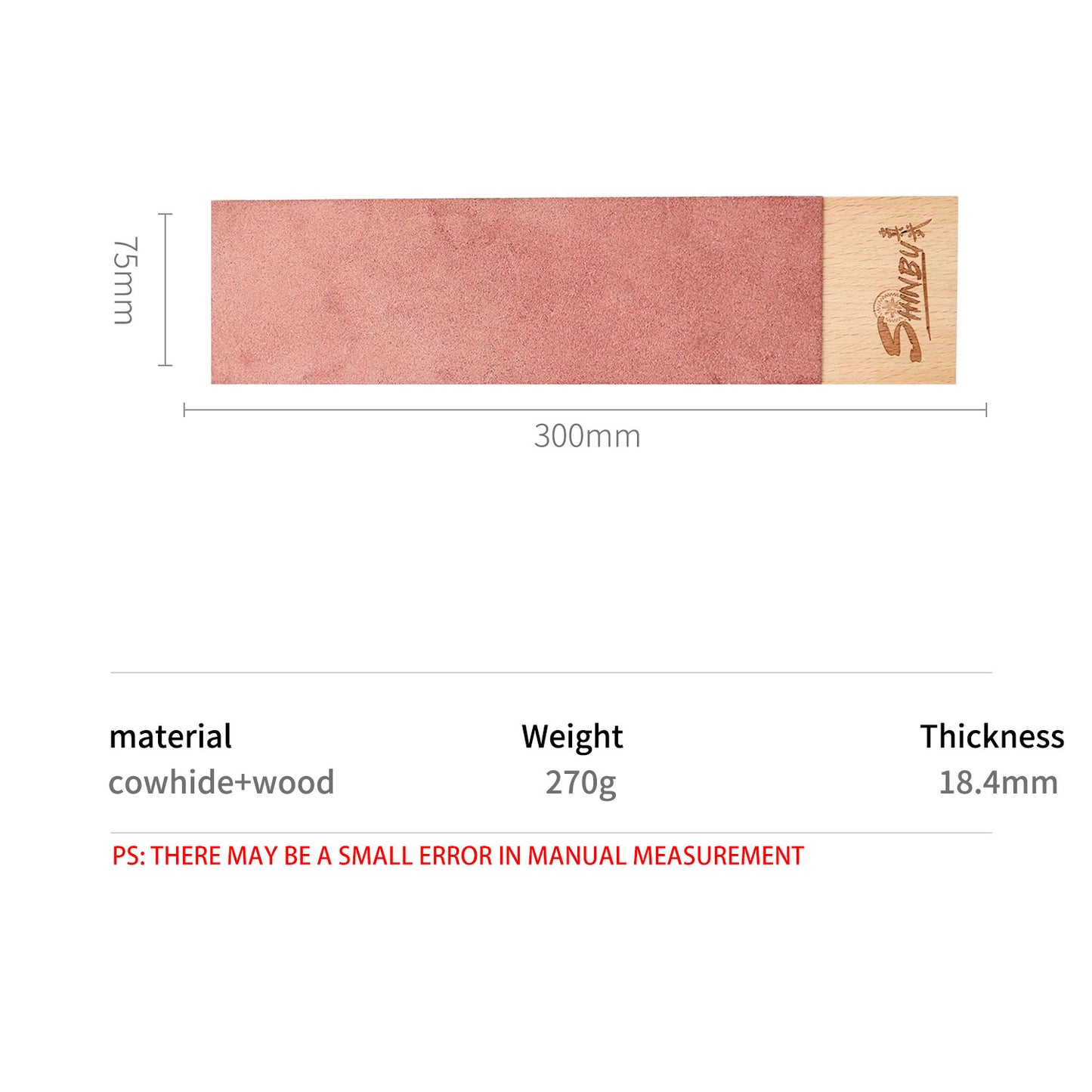 Double-sided cowhide extra-large honing board, honing cloth, beech wood, waxed leather for polishing