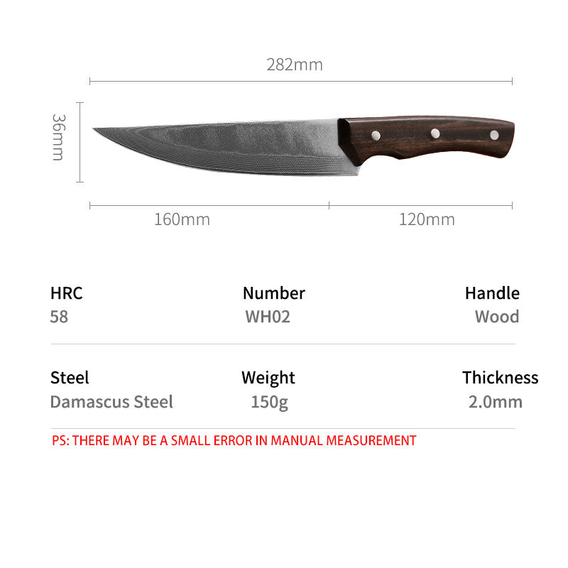 Damascus steel multi-purpose knife multi-functional food processing meat and vegetable cutting wooden handle