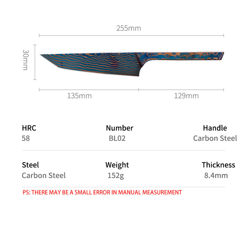 Carbon steel roasted blue Malaysian one-piece steel pointed multi-purpose knife