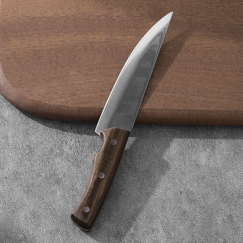 Damascus steel multi-purpose knife multi-functional food processing meat and vegetable cutting wooden handle