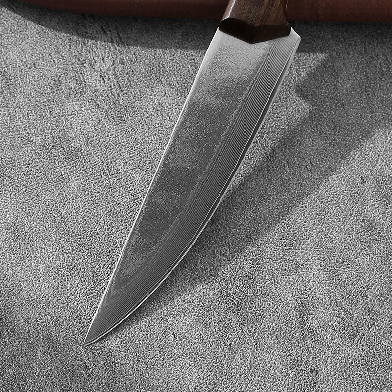 Damascus steel multi-purpose knife multi-functional food processing meat and vegetable cutting wooden handle