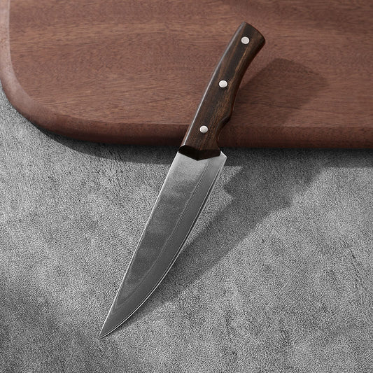 Damascus steel multi-purpose knife multi-functional food processing meat and vegetable cutting wooden handle