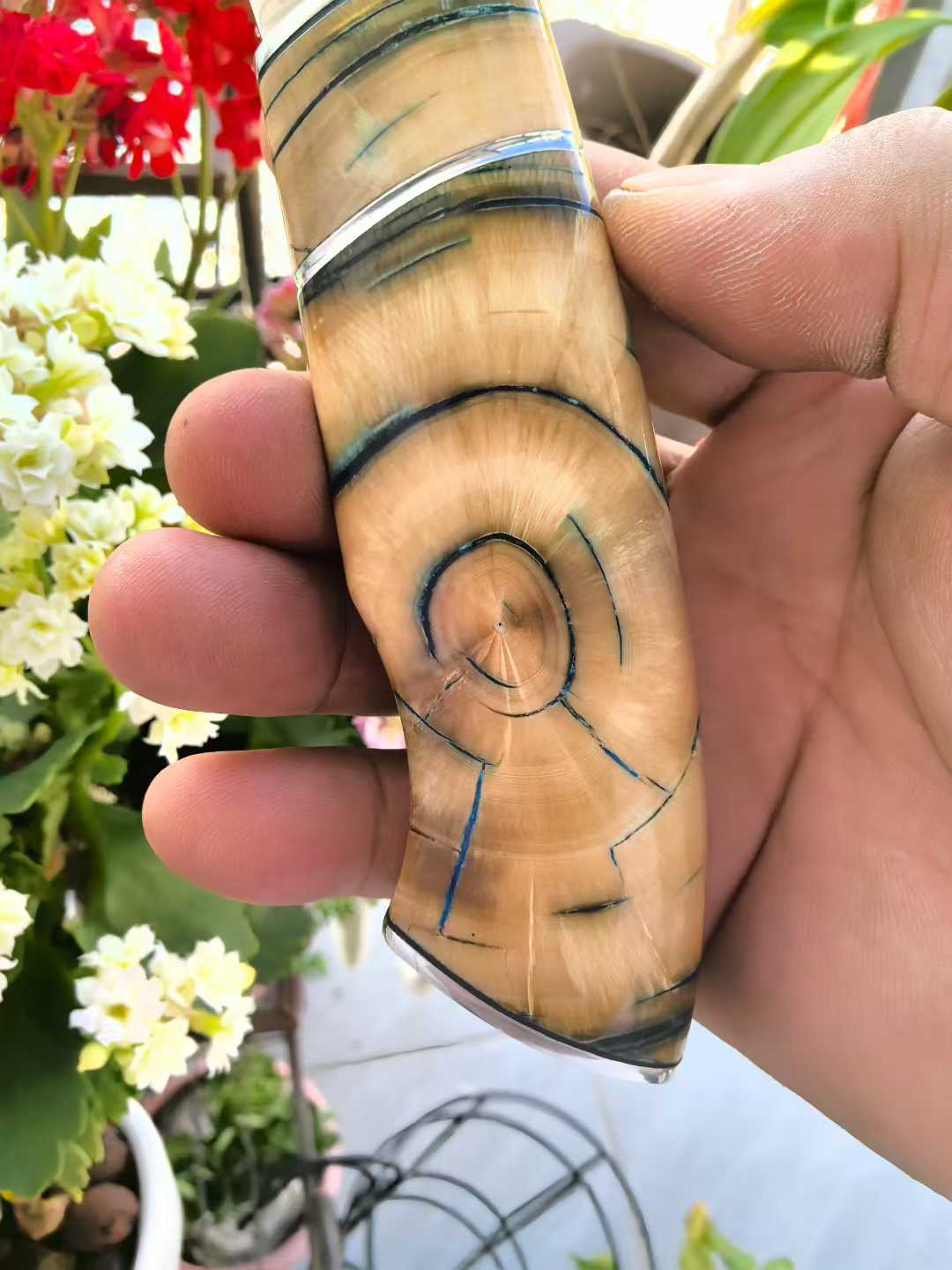 DESIGNER'S PIECE Austrian M390 Blade Mam*oth Tooth Fine-Finished Handle+Hand-Carved Floral Embroidery Leather Cover