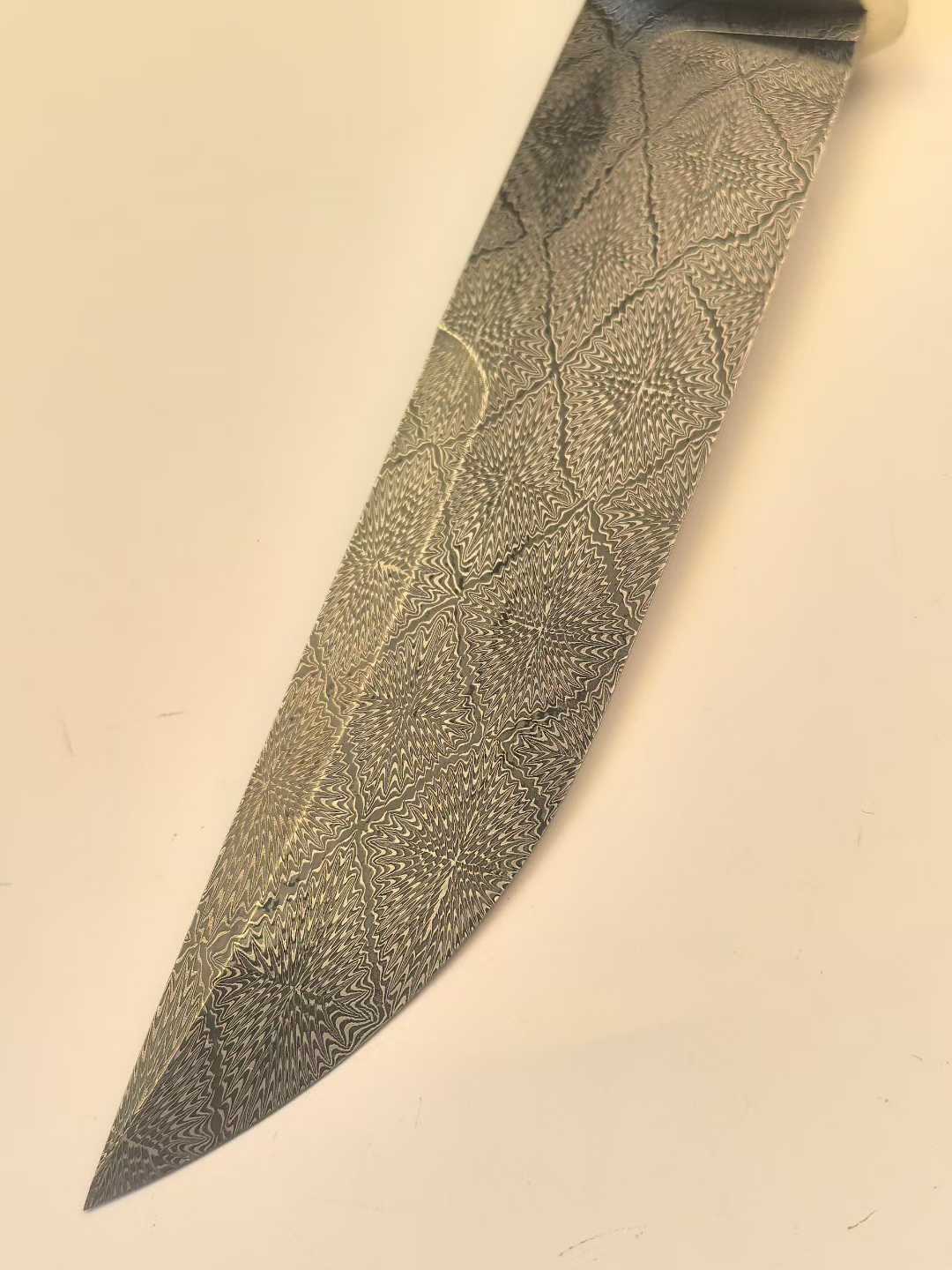 Swedish Steel Star-Like Texture Blade Mam*oth Tooth Desert Iron Wood Handle+Hand-Stitched Italian-Imported Plant-Tanned Leather Case