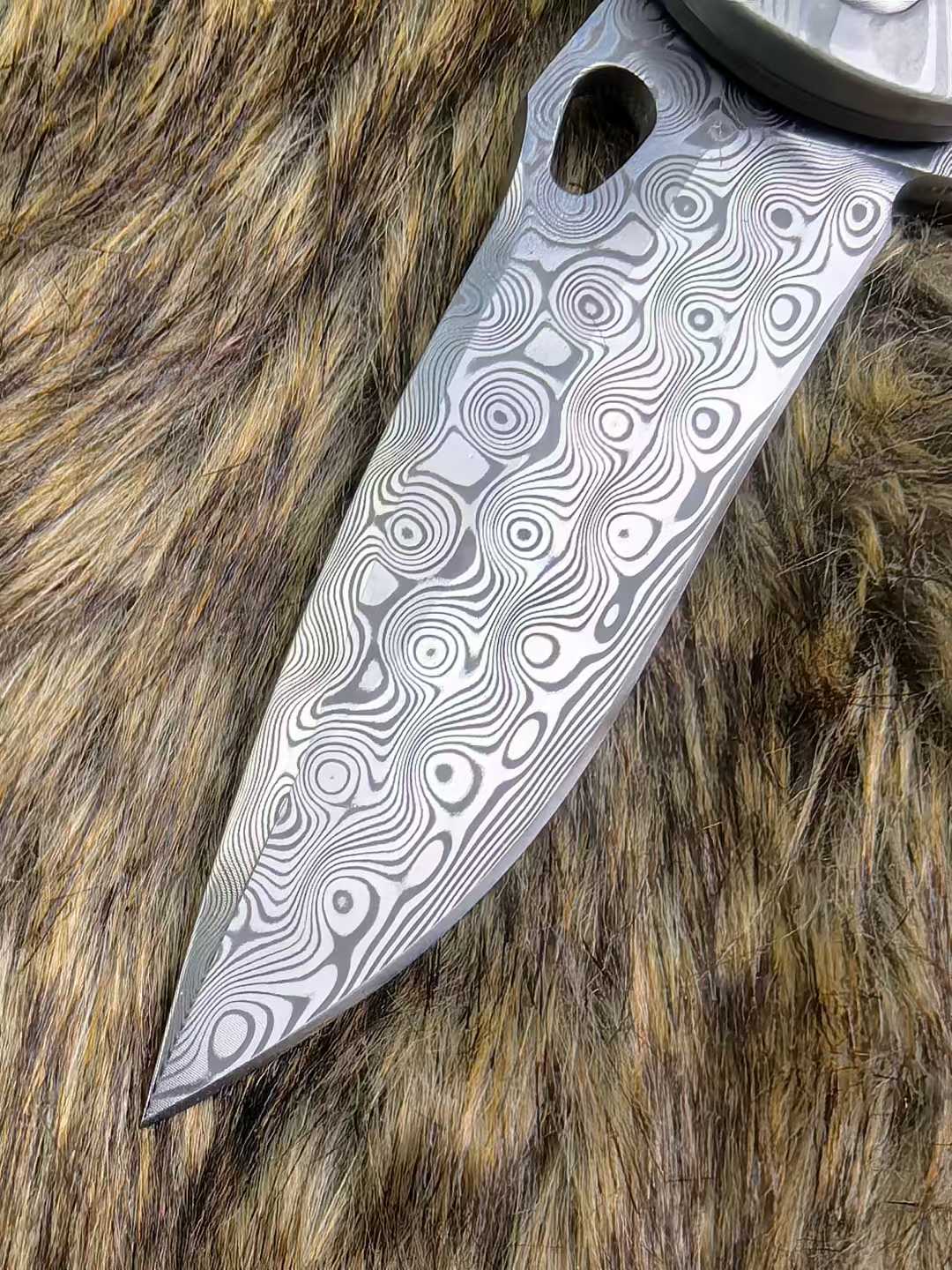 Titanium Rose Pattern Folding Knife Intricately Carved Spine Meticulously Polished Handle Combination
