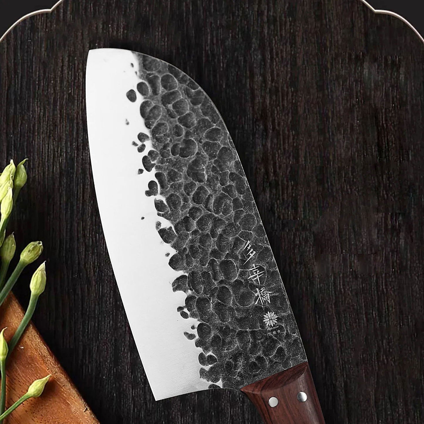Japanese Forged Cleaver Slicer Special Powder Steel Sanmai Technique Rosewood Handle Deba Nakiri Boneless Fish Meat 2mm Thinkness
