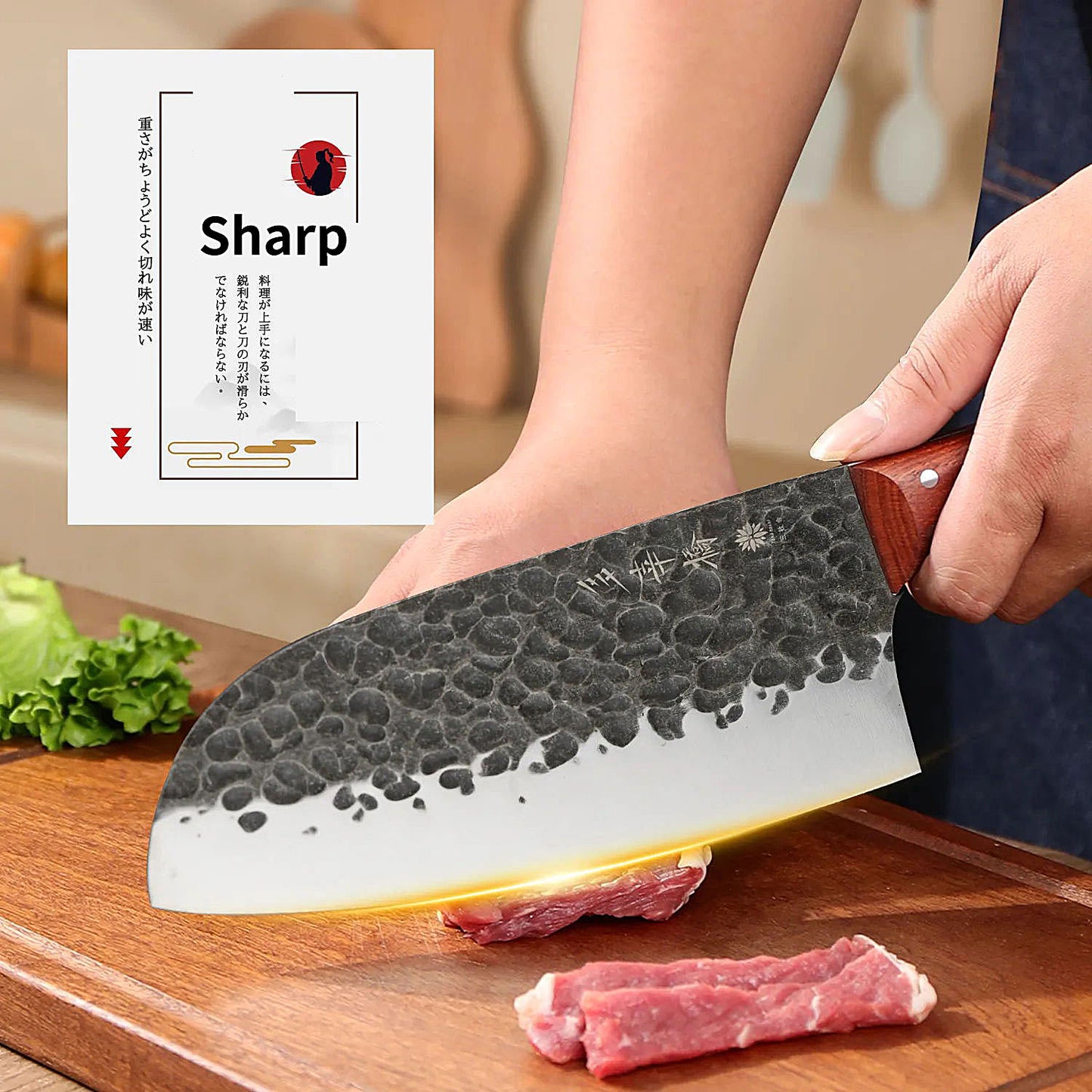 Japanese Forged Cleaver Slicer Special Powder Steel Sanmai Technique Rosewood Handle Deba Nakiri Boneless Fish Meat 2mm Thinkness