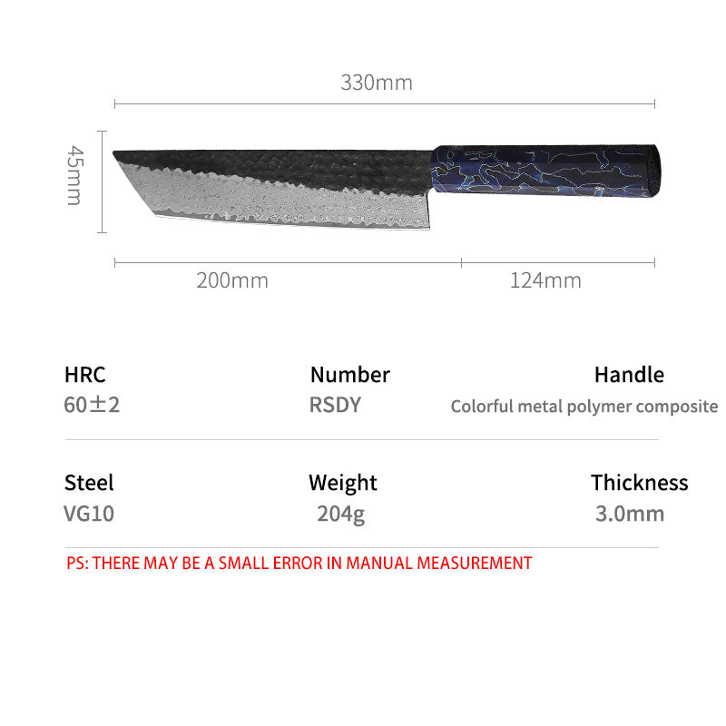 Handmade custom VG10 Damascus kirito Japanese sashimi knife Colorful metal polymer composite handle