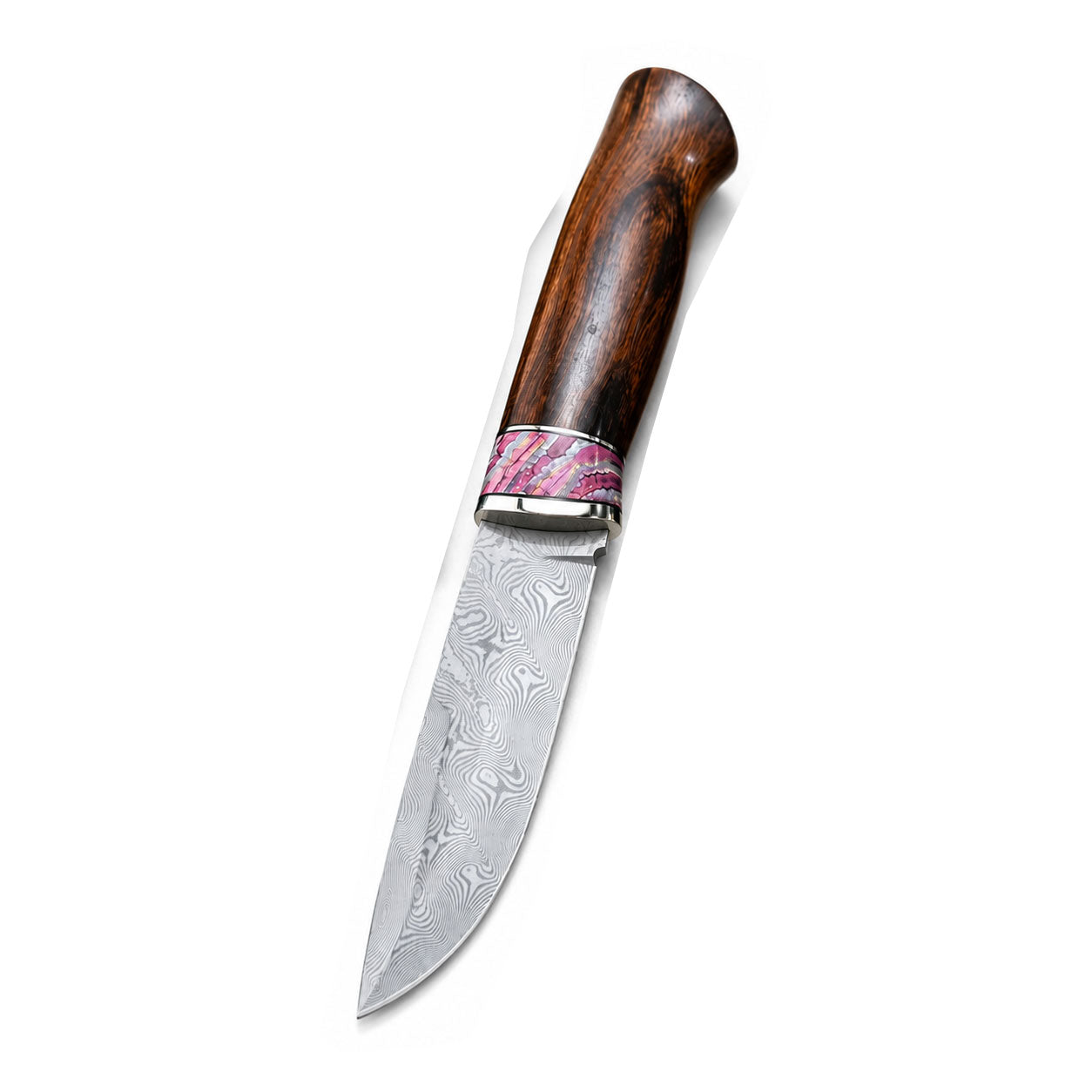 Outdoor Fruit Knife VG10 Damascus Blade Desert Ironwood Mammoth Tooth Fossil Combination Handle