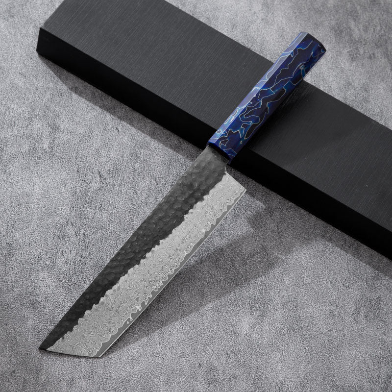 Handmade custom VG10 Damascus kirito Japanese sashimi knife Colorful metal polymer composite handle