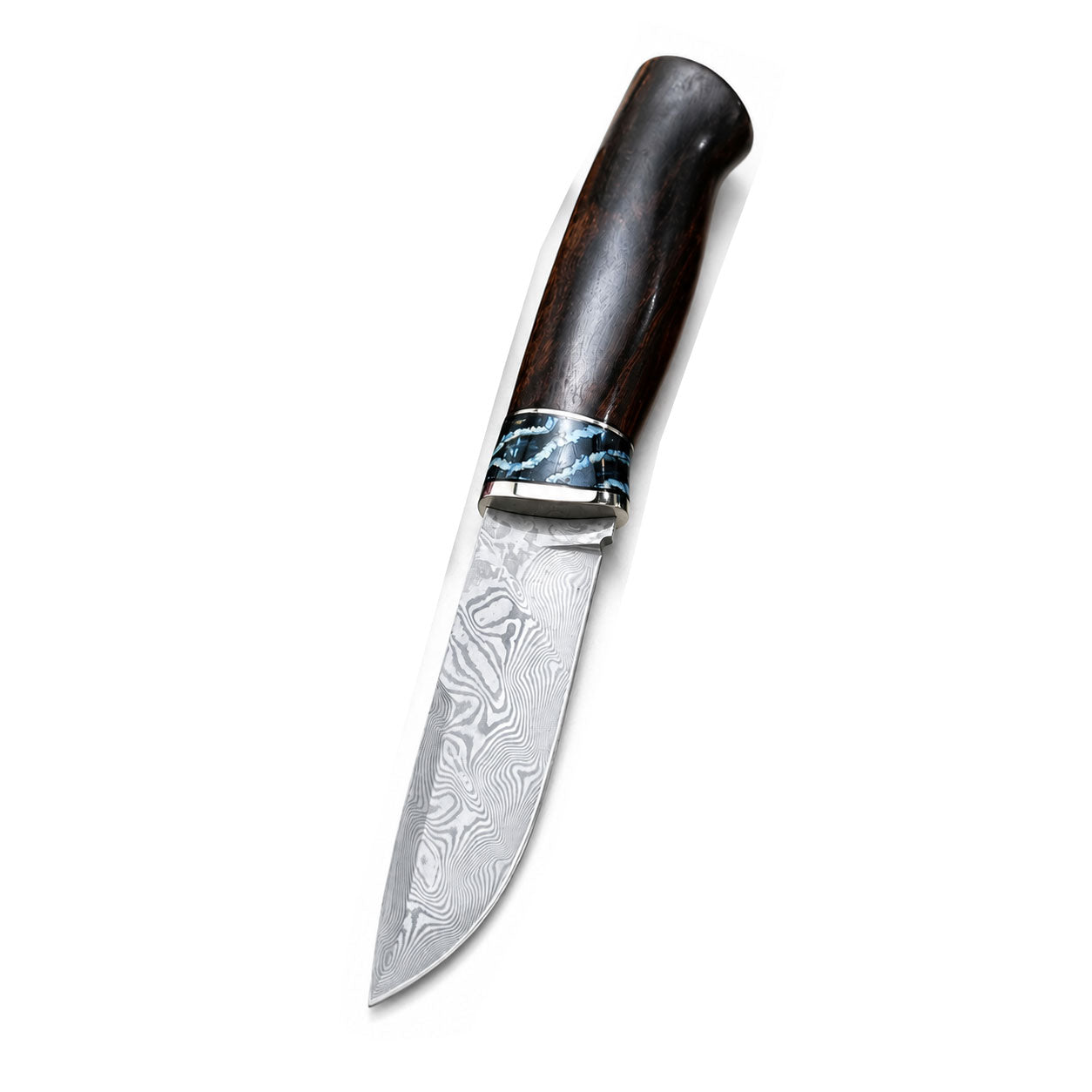 Outdoor Fruit Knife VG10 Damascus Blade Desert Ironwood Mammoth Tooth Fossil Combination Handle