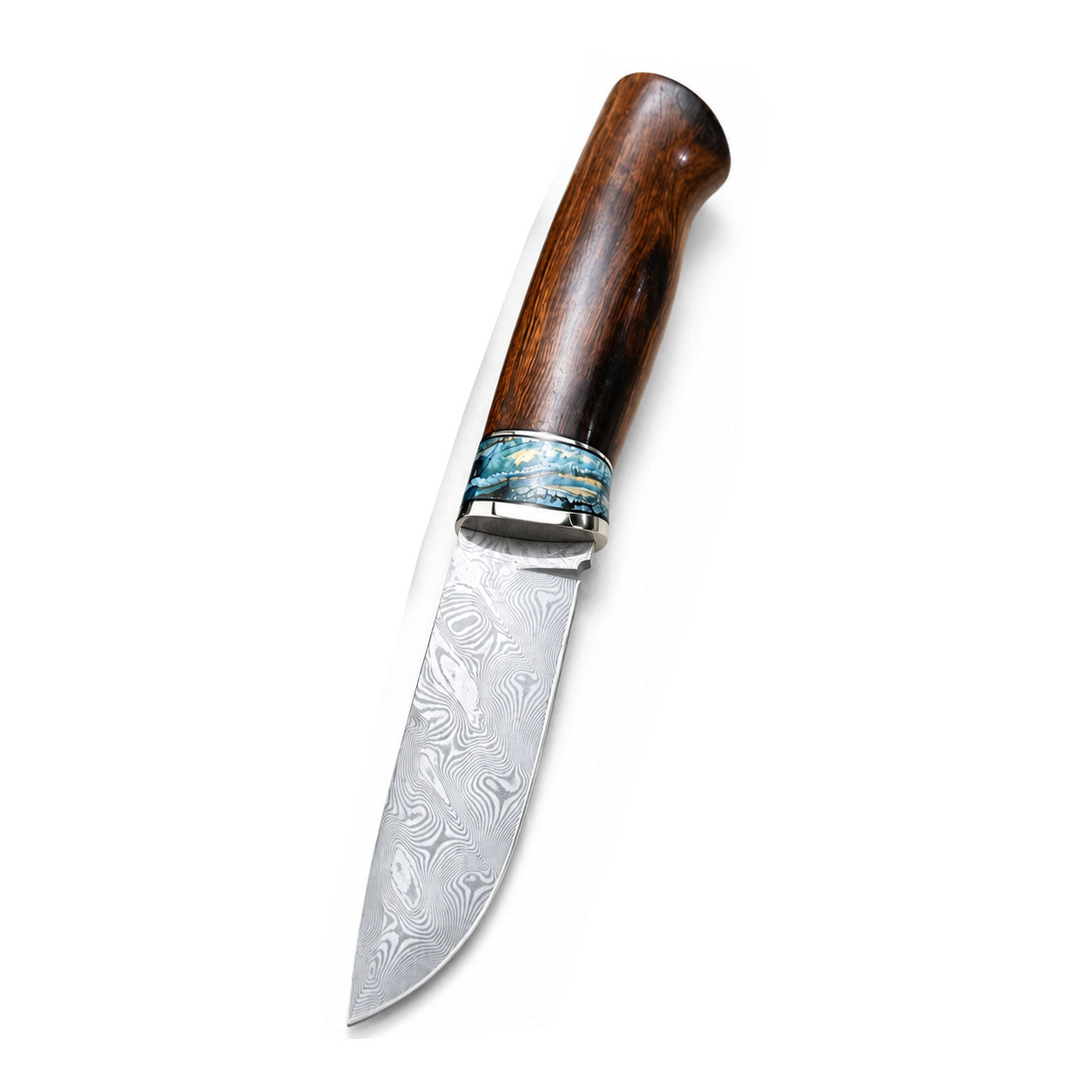 Outdoor Fruit Knife VG10 Damascus Blade Desert Ironwood Mammoth Tooth Fossil Combination Handle