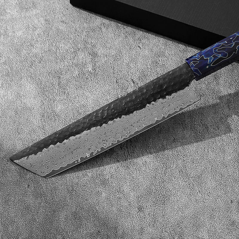 Handmade custom VG10 Damascus kirito Japanese sashimi knife Colorful metal polymer composite handle