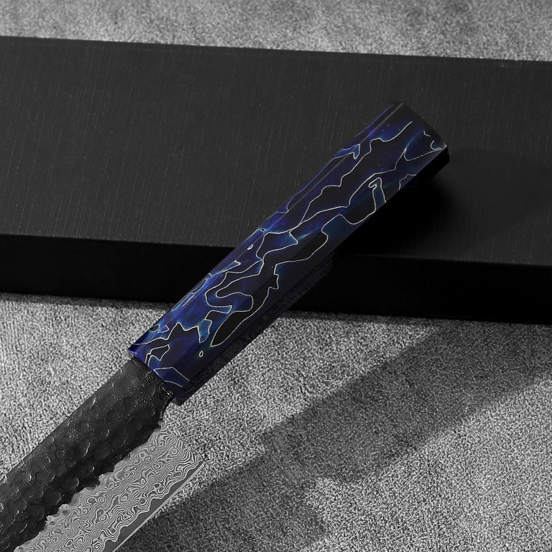 Handmade custom VG10 Damascus kirito Japanese sashimi knife Colorful metal polymer composite handle