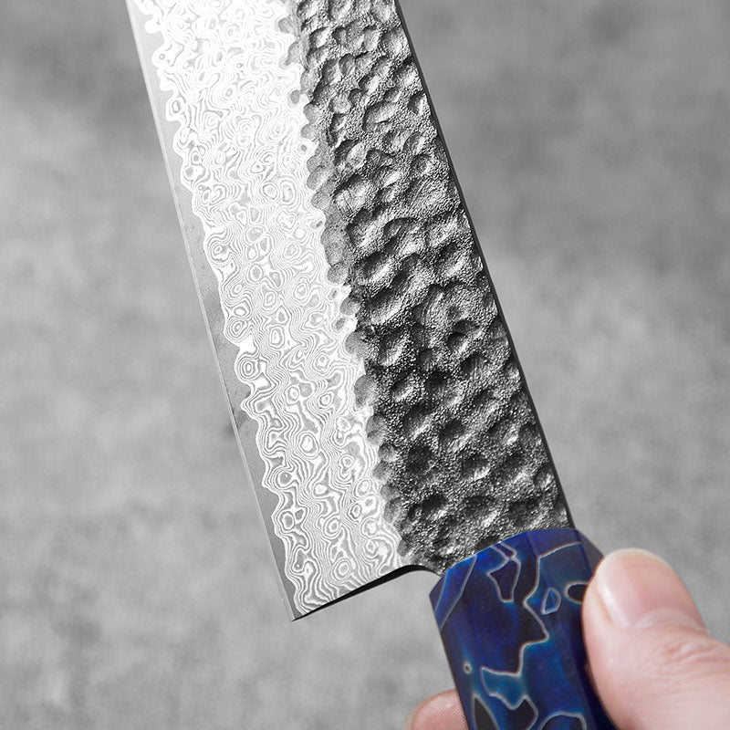 Handmade custom VG10 Damascus kirito Japanese sashimi knife Colorful metal polymer composite handle