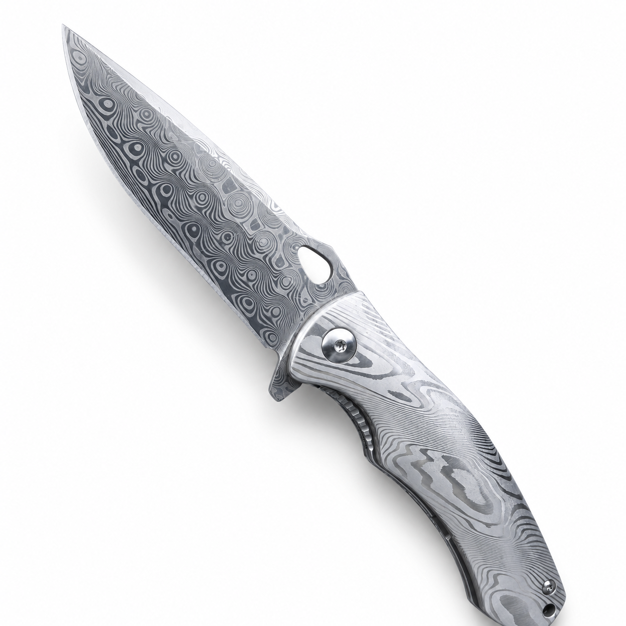 Titanium Rose Pattern Folding Knife Intricately Carved Spine Meticulously Polished Handle Combination