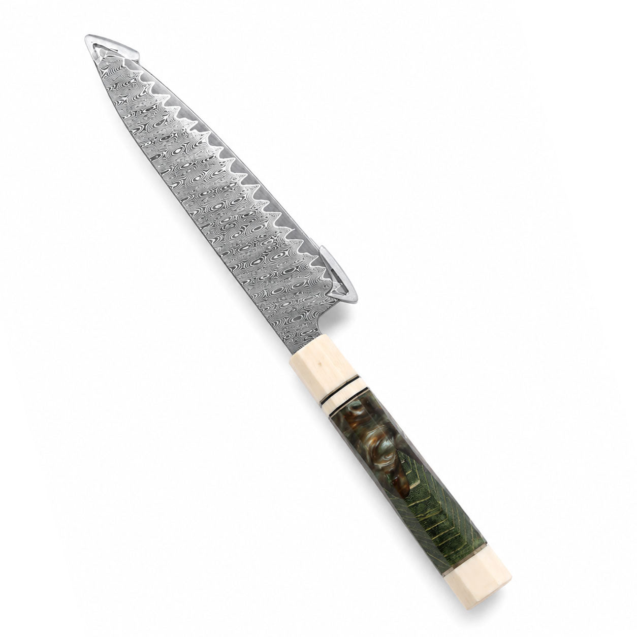 8 inch Chef Knife VG10 Powder Damascus Stabilized Wood Resin Imitated Ivory Combination Handle