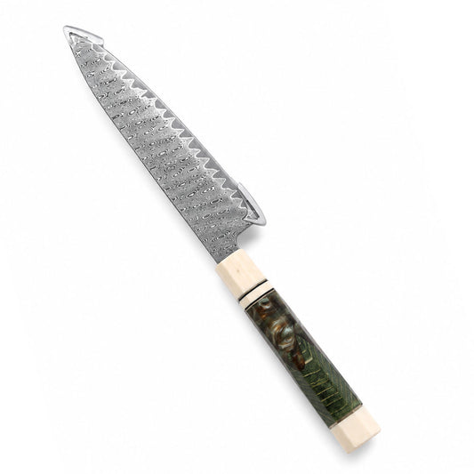 8 inch Chef Knife VG10 Powder Damascus Stabilized Wood Resin Imitated Ivory Combination Handle