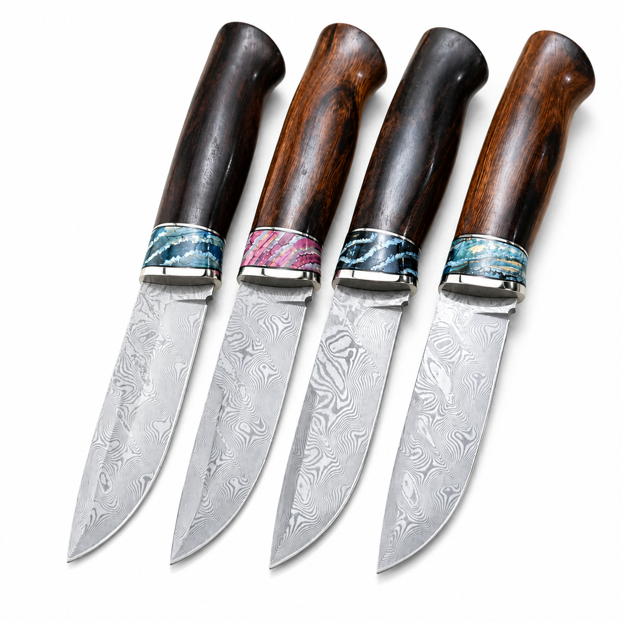Outdoor Fruit Knife VG10 Damascus Blade Desert Ironwood Mammoth Tooth Fossil Combination Handle