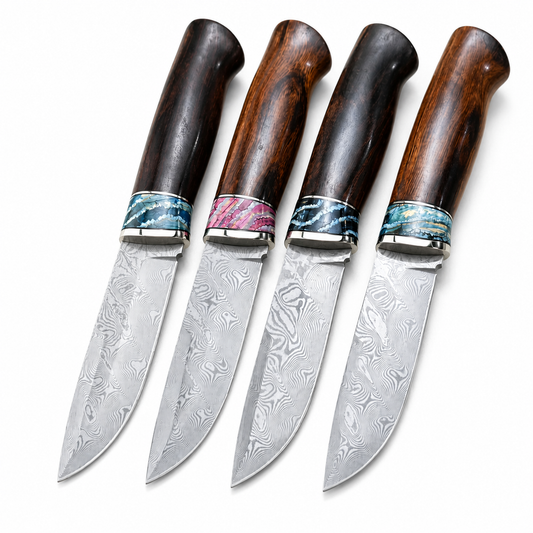 Outdoor Fruit Knife VG10 Damascus Blade Desert Ironwood Mammoth Tooth Fossil Combination Handle